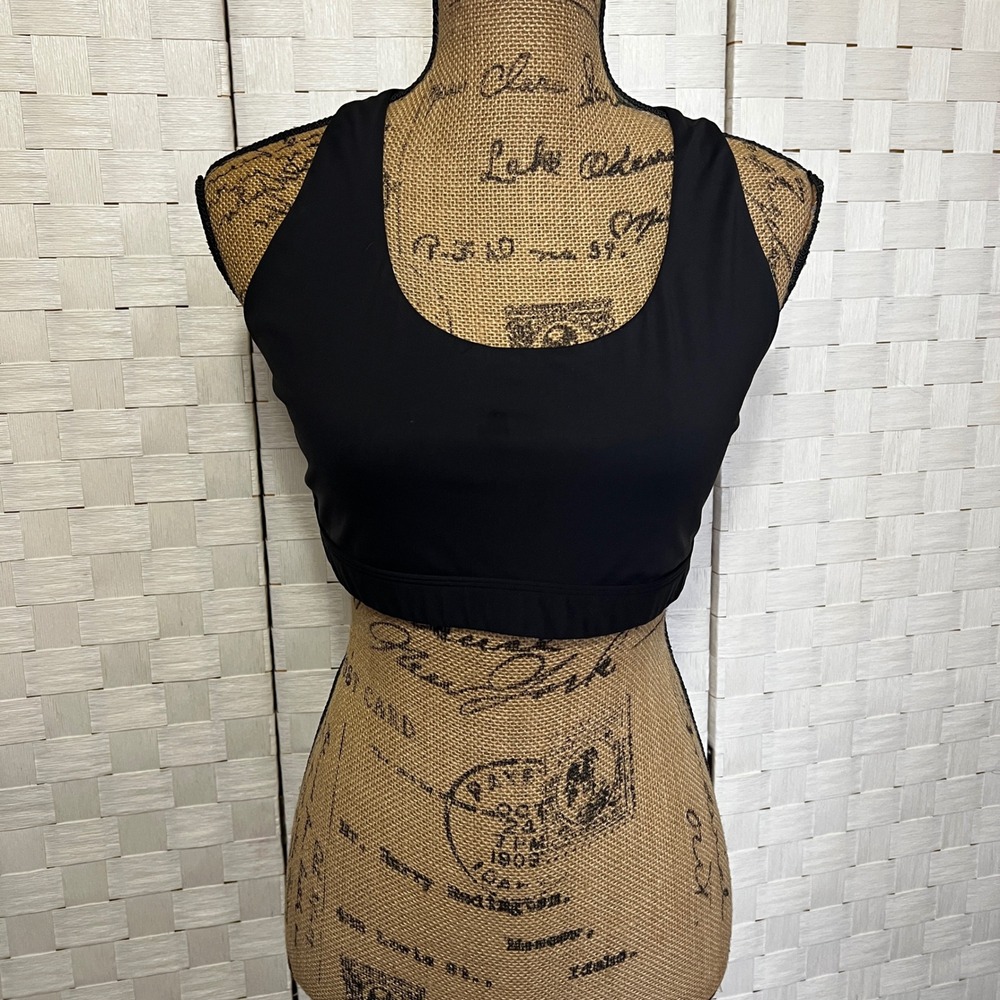 Athleta Sports Bra Medium Impact Racerback Workout Fitness Black Size XL‎